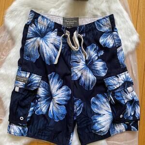 Abercrombie & Fitch Men's Board Shorts with Blue Floral Print Small